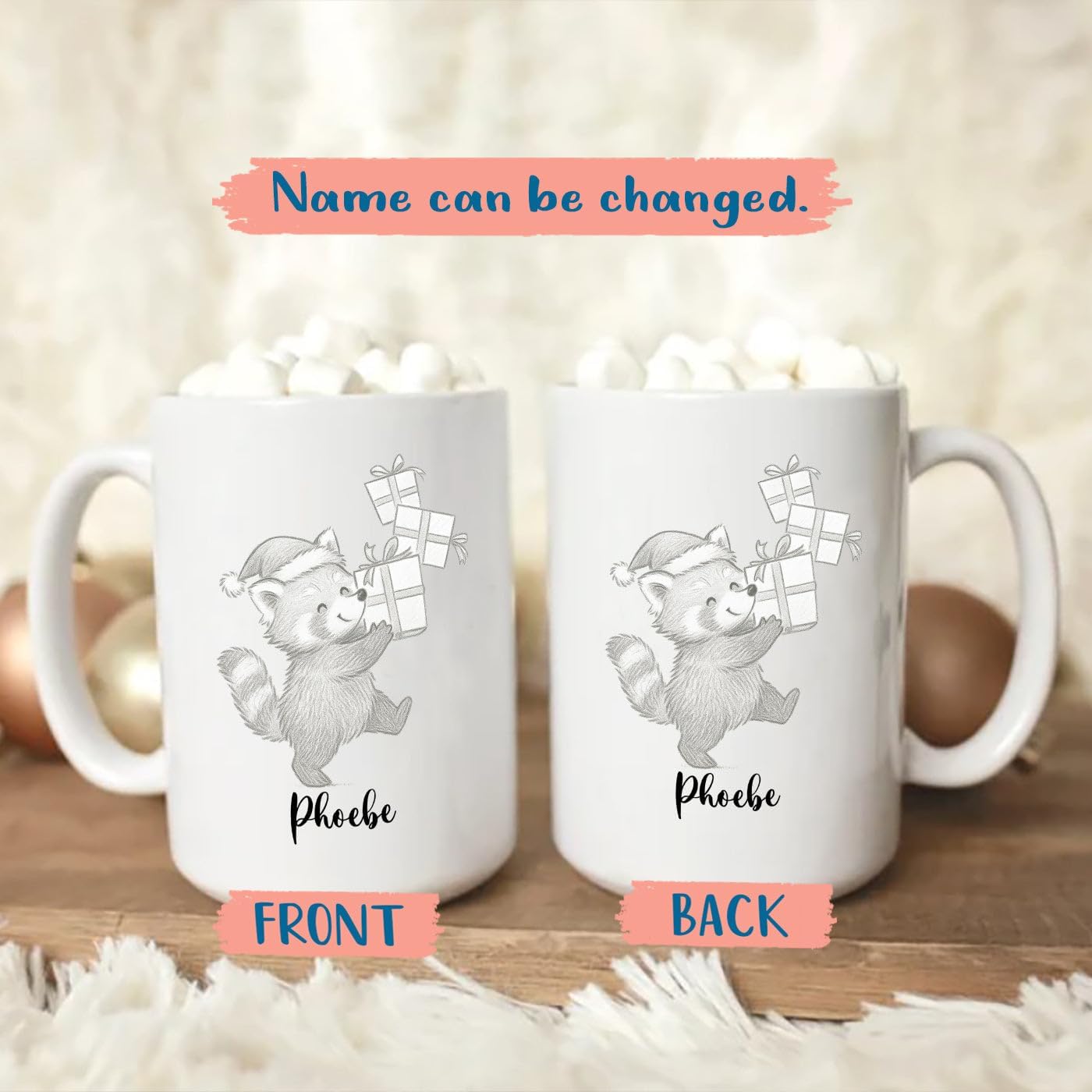 Personalized Name Red Panda Lover Accent Coffee Mug, Awesome Red Panda Ceramic Coffee Cup Gift, Customized Animal Travel Mug Gift For Dad Mom Kids Birthday Thanksgiving, Cute Animal White Cup 11 15Oz