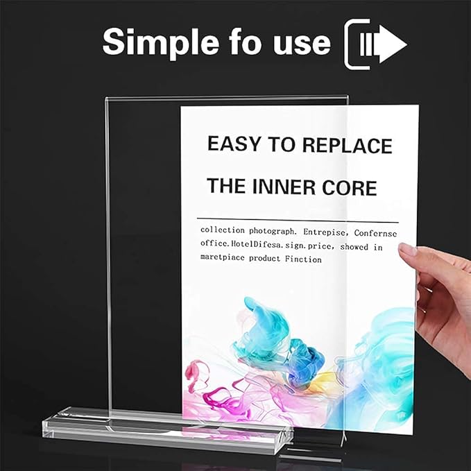 Acrylic Sign Holder 8.5 x 11-Acrylic T-Shaped Desktop Display Stand, Sign Holder,Menu ad Frame. Suitable for Restaurants, Promotions, Photo Frames, Events, Meetings (6 Pieces)
