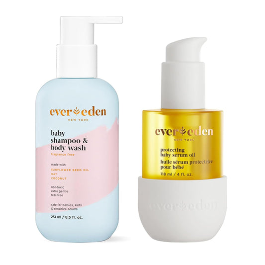 Evereden Baby Cradle Cap Care Bundle: Clean & Vegan Shampoo, Body Wash, Protecting Oil for Newborns - Great for the Whole Family