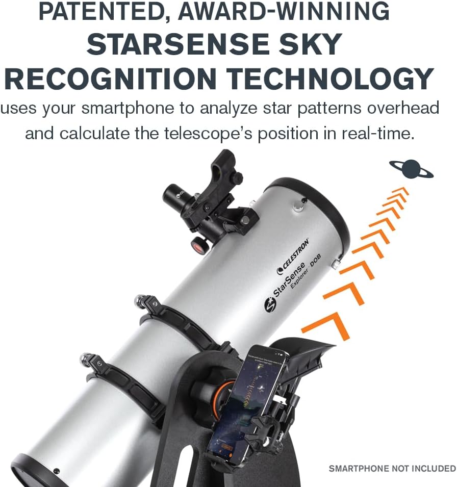 Celestron StarSense Explorer 130AZ App-Enabled Telescope – 130mm Tabletop Dobsonian with Smartphone Dock & StarSense App – iPhone & Android Compatible – Easy-to-Use for Beginners
