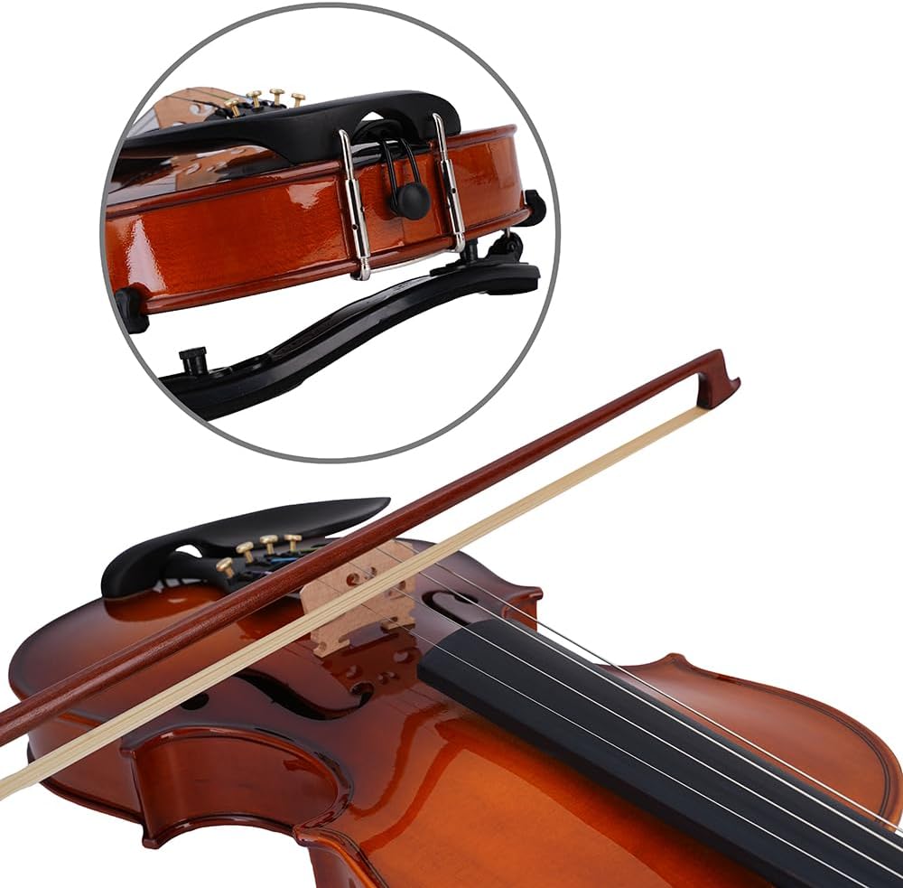 Rhythm Violin Set for Beginners,Acoustic Violins Starter Kit Package for Student,Beginners Fiddle with Hard Case, Rosin, Shoulder Rest, Bow, and Extra Strings (NATURAL, 1/2)