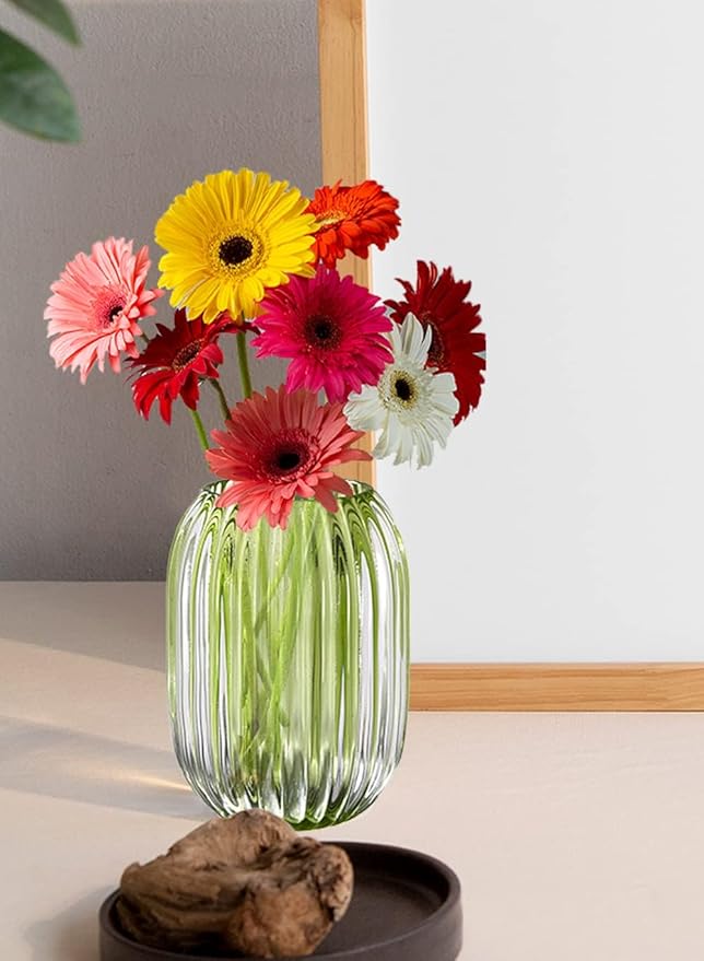 Serene Spaces Living Green Optical Glass Votive Holder, Perfect for Weddings and Home Décor, Measures 5" Tall and 3.5" Diameter, Set of 12