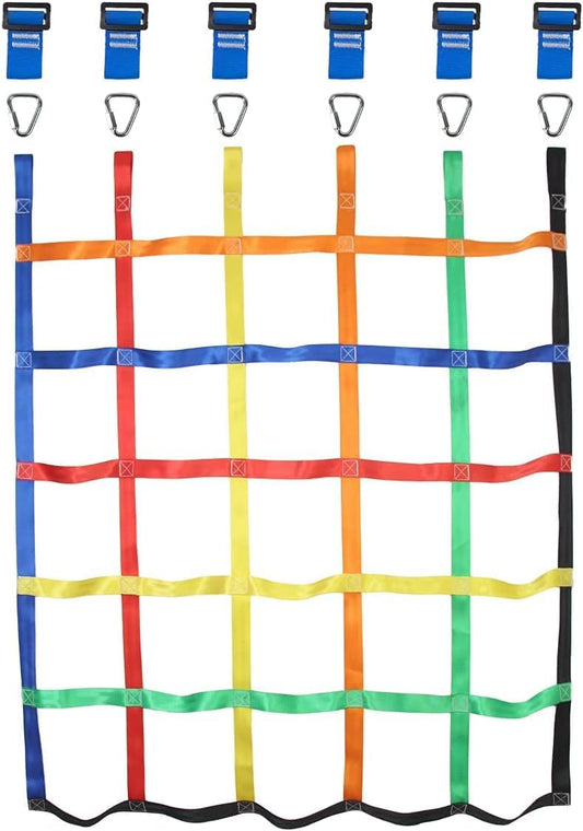 Gentle Booms Sports Climbing Cargo Net for Kids, 3.8X4.4ft Climbing Net with 7.1 X 7.1 inches Small Grid for Ninja Warrior Obstacle Course