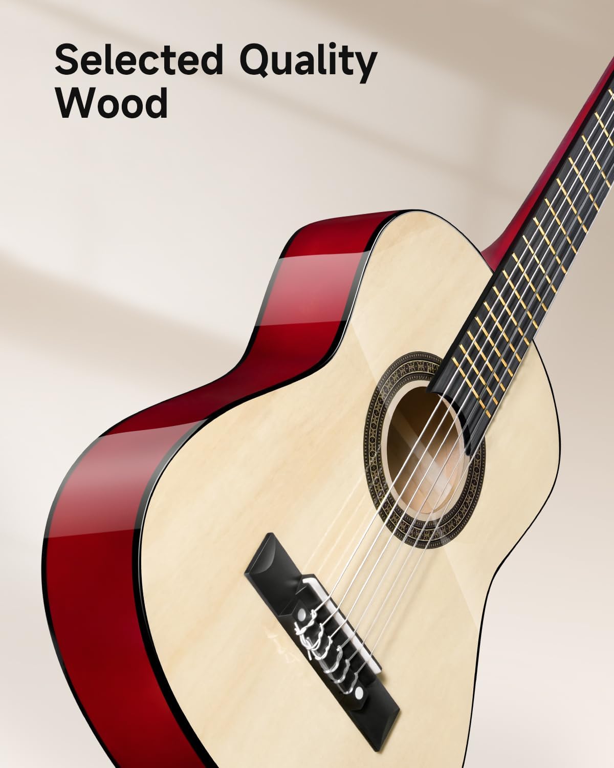 Moukey 30" Acoustic Guitar for Beginners Kids Youth 1/4 Size Dreadnought Guitarra Acustica Kit with Chord Poster, Gig Bag, Tuner, Picks, Nylon Strings, Capo, Strap - Natural