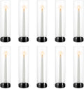 NUPTIO Black Taper Candle Holders: 10 Pcs Bulk 11.81 inch Tall Hurricane Glass Candlestick Tapered Holder Windproof Modern Clear Candles Stand for Outdoor & Indoor Wedding Party Holiday Centerpiece