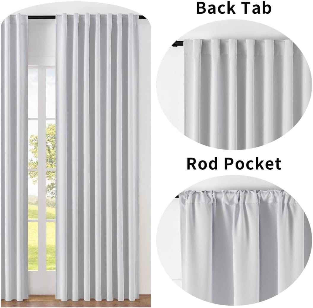 Joydeco Custom Blackout Curtains for Bedroom, 1 Panel Room Darkening Curtains & Drapes for Living Room Window Rod Pocket Back Tab (Custom Size,Greyish White)