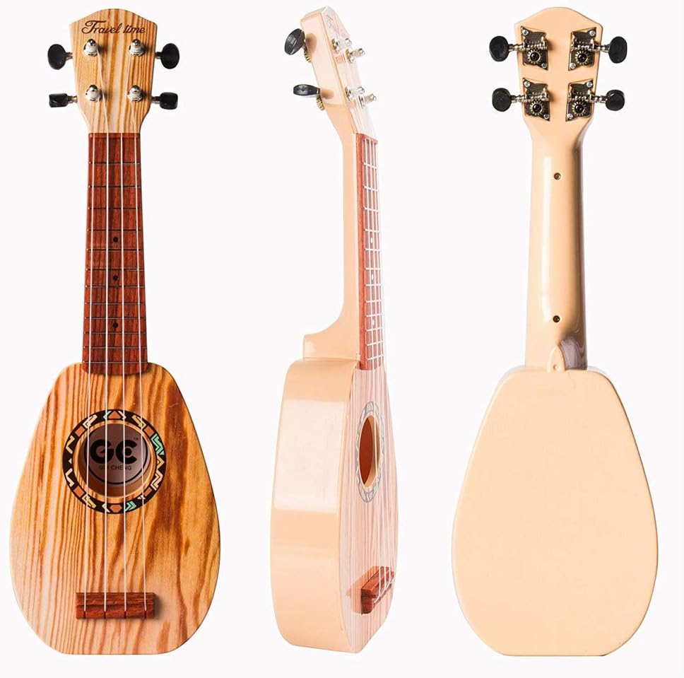 YOLOPARK 17" Kids Toy Guitar for Girls Boys, Mini Toddler Ukulele Guitar with 4 Strings Keep Tones Can Play for 3, 4, 5, 6 7 Year Old Kids Musical Instruments Educational Toys for Beginner (Wood)