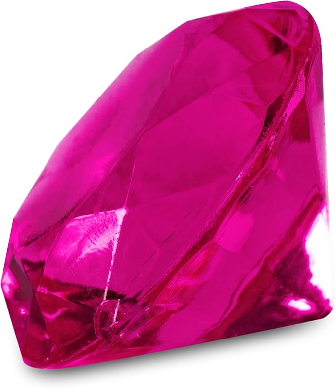 Super Z Outlet Fuchsia Acrylic Round Diamond Crystals Treasure Gems for Table Scatters, Vase Fillers, Event, Wedding, Birthday Decoration Favor, Arts & Crafts (1 Pound, 240 Pieces)
