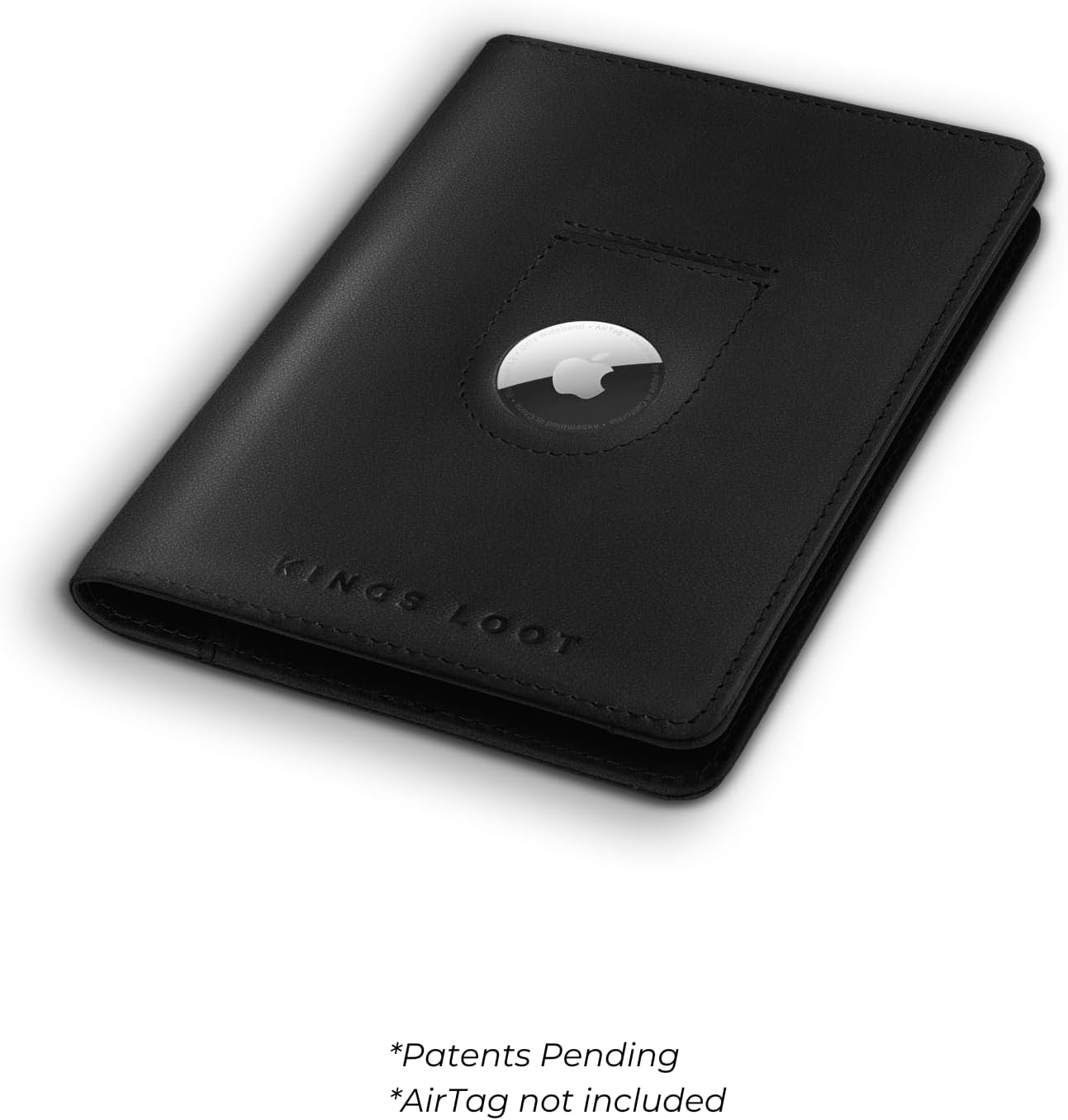 Kings Loot Passport Holder Wallet | RFID Protected Leather Travel Wallet with Built-in Trackable Holder | Holds 1-6 Cards & Passport | Slim & Stylish Wallets (Onyx Black)