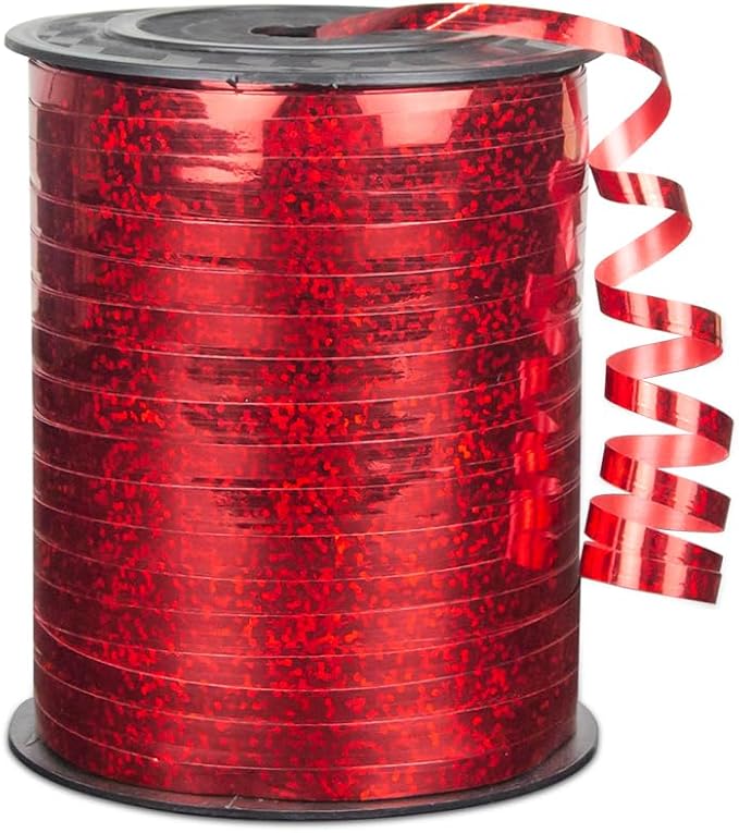KMER LIFE Premium Red Shiny Curling Shiny Ribbon, 1/5" Wide x 500 Yards Christmas Curling Ribbons for Gift Wrapping, Party Decoration, Balloon String, Ribbons for Florist Flower (1 Roll)