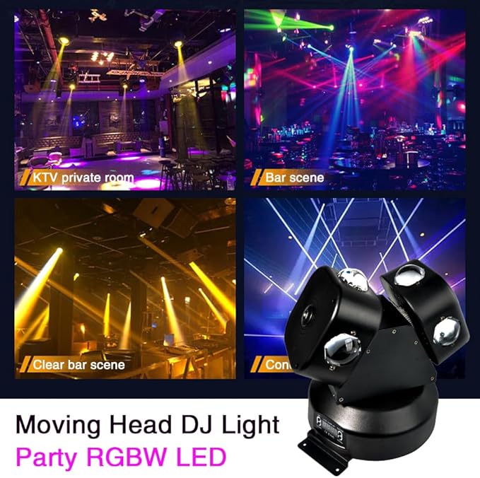 Moving Head DJ Light DMX 512 Strobe Lighting LED with Sound Activated Party RGBW Beam Lights Stage Lighting for Events KTV Disco Wedding Concert Festival (8LED Professional DJ Light w/Special Lights)