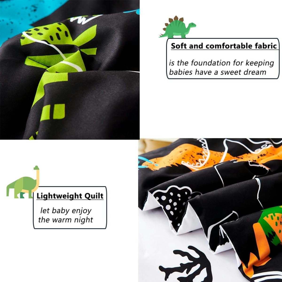 PERFEMET Twin Kids Bedding Sets 4-Piece Cartoon Dinosaur Boys Comforter with Sheets Ultra Soft Reversible Colorful Animal Children Bed in a Bag Set(Dinosaur, Twin)