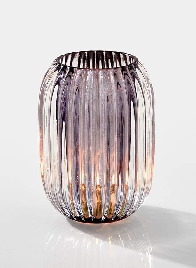 Serene Spaces Living Smoke Grey Optical Glass Votive Holder, Perfect for Weddings and Home Décor, Measures 5" Tall and 3.5" Diameter, Set of 12