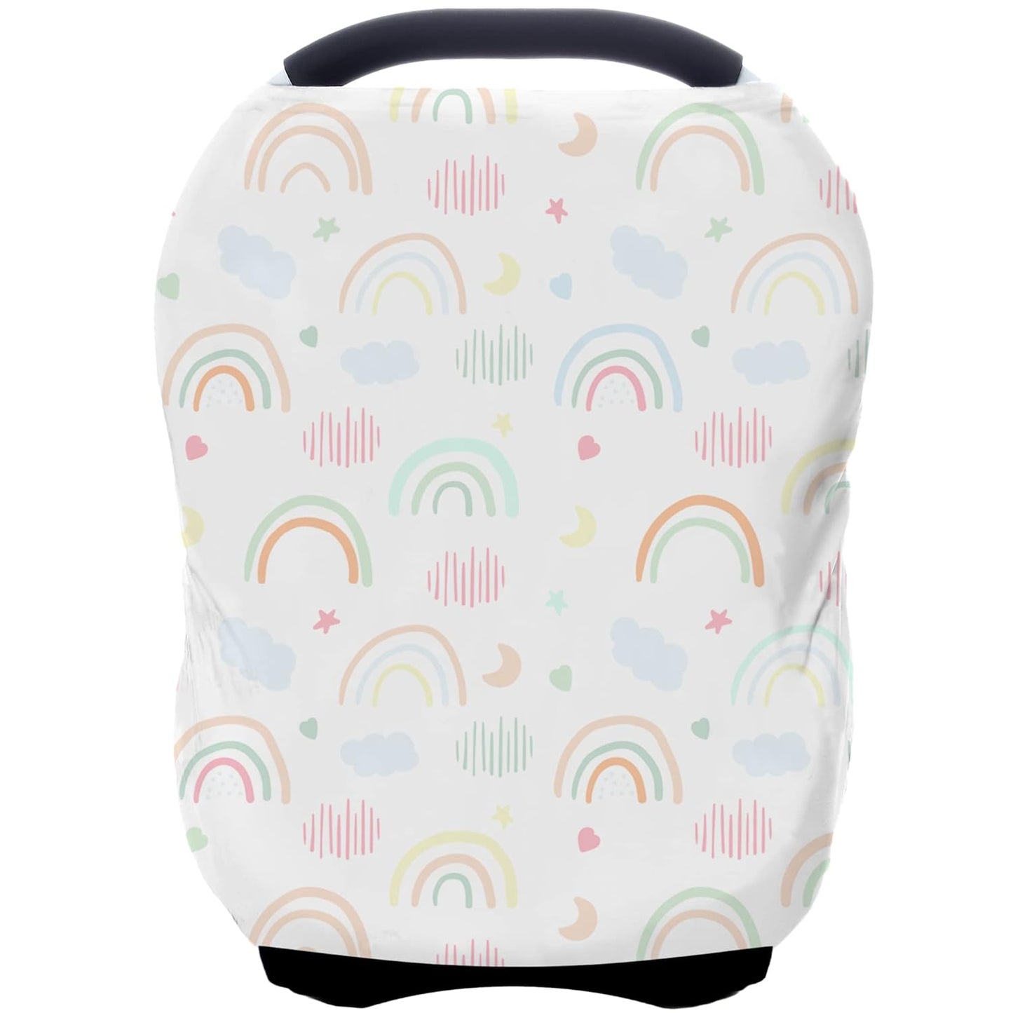 Car Seat Covers for Babies - Multi- use Nursing Carseat Canopy, Breastfeeding Covers, Baby Shower Gifts for Boys and Girls (Rainbow)