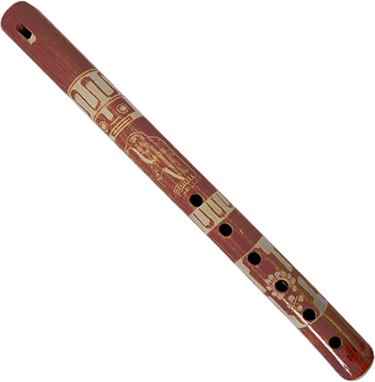Mia Jewel Shop - Handmade Colored Bamboo Wooden Flute | Tribal Nature Pattern | Native Recorder for Beginners, Meditation & Music Lovers (Tan)