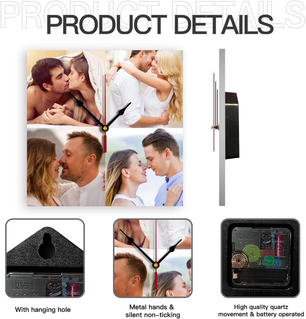 Generic Custom Wall Clock Personalized Wall Photo Customized Round Clock for Birthday Wedding Present Creative, 12inch-30cm