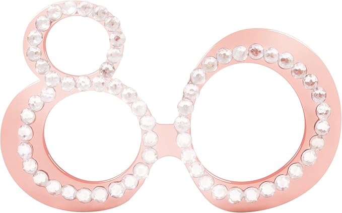 80th Birthday Glasses - 6 Pairs Rose Gold 80 Years Old Glasses with Rhinestones Frame, Funny Plastic Costume Photo Booth Props for 80th Anniversary Party Decorations
