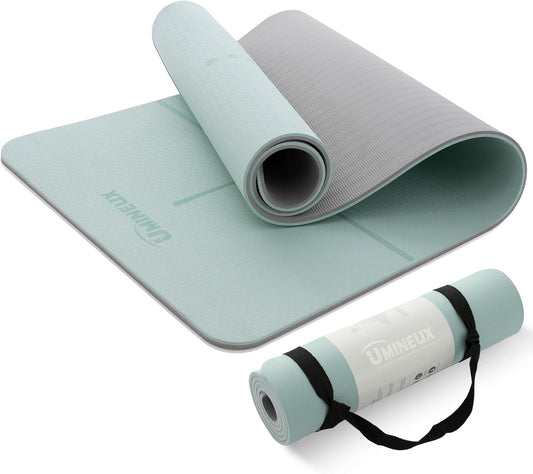 UMINEUX Yoga Mat Extra Thick 1/3'' & 2/5" Non Slip Yoga Mats for Women Eco Friendly TPE Fitness Exercise Mat with Carrying Sling & Storage Bag