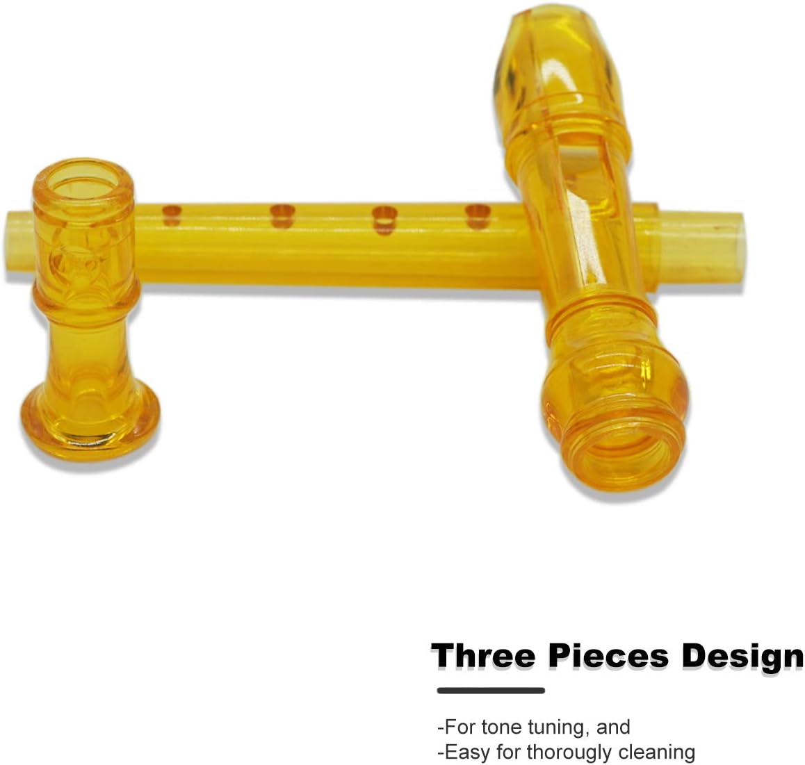 SJOYS ENGIEGEE 8-Hole Soprano Descant Recorder Kids Music Flute with Cleaning Rod & Case Bag For School Student Home Entertainment Transparent Orange