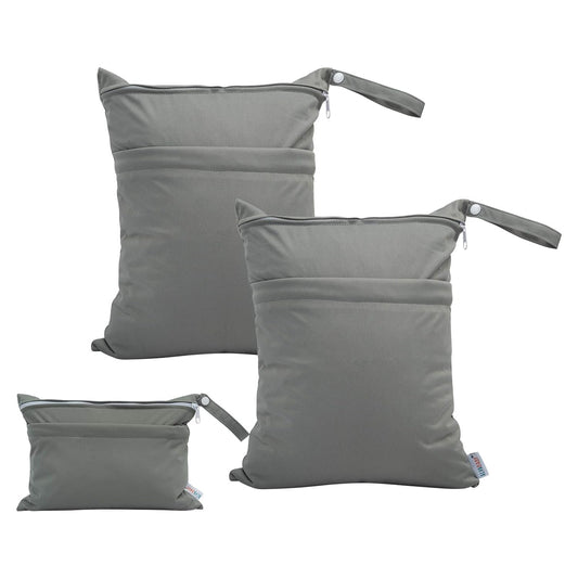 ALVABABY 3pcs Baby Cloth Diaper Wet/Dry Bags|Waterproof Reusable with Two Pockets|Travel, Beach, Pool, Daycare, Soiled Baby Items,Yoga，Gym Bag for Swimsuits or Wet Clothes 3L-B29