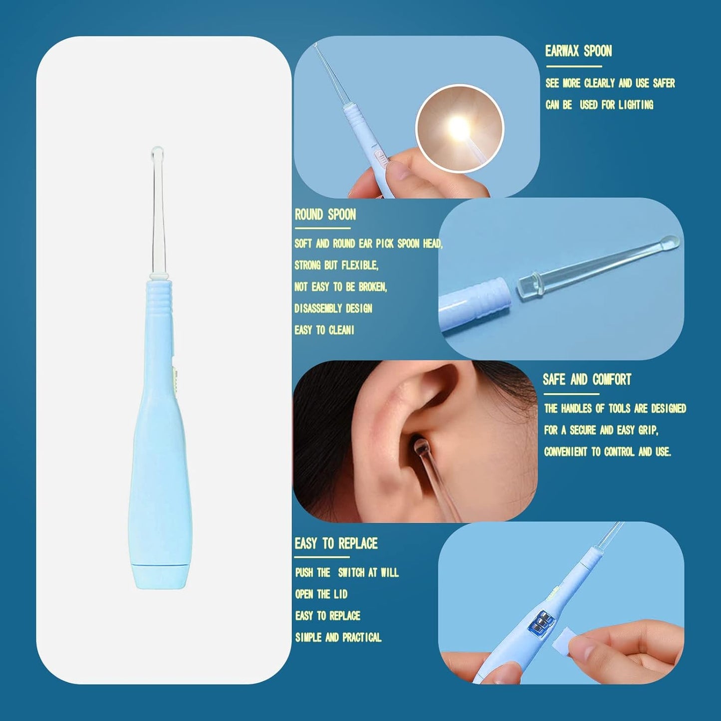 Baby Grooming Kit, Baby Essentials for Newborns, Portable Baby Care Kit, Contains Baby Nail Clippers, Baby Comb, Baby Brush, Baby Ear Wax Removal Tool and More (10 in 1) (Blue)