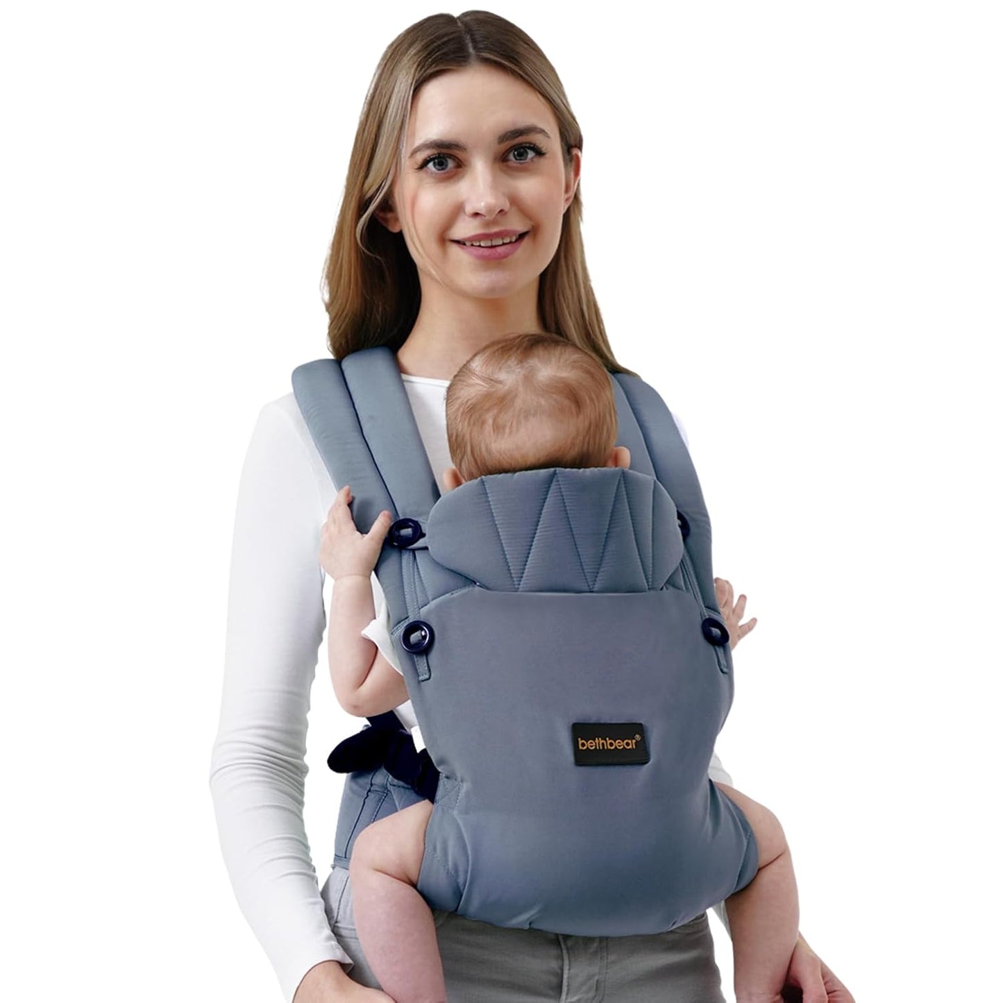Baby Carrier Newborn to Toddler, 7-45 lbs with Natural Material, Ergonomic Design,Versatile and Adjustable,Hands Free for Moms&Dads,Blue