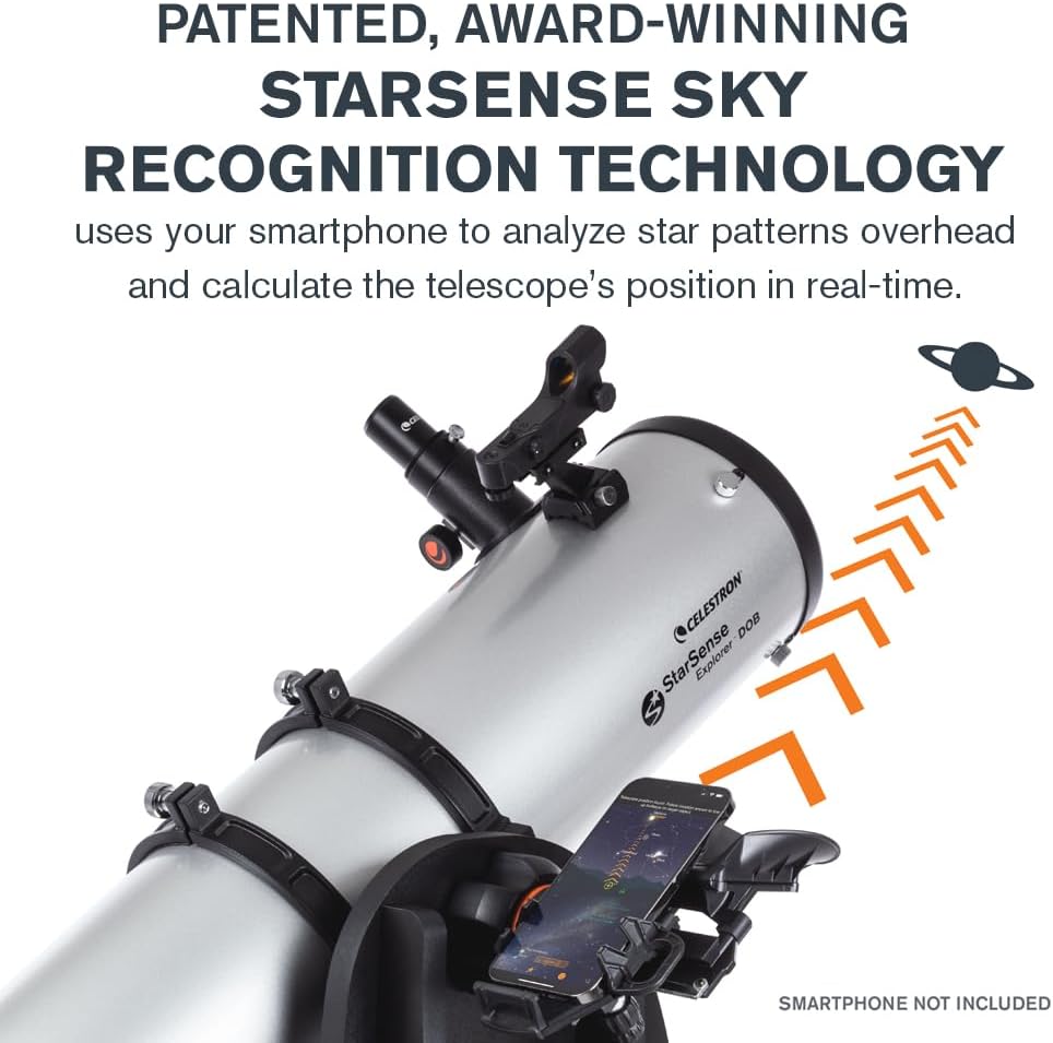 Celestron StarSense Explorer 150AZ App-Enabled Telescope – 150mm Tabletop Dobsonian with Smartphone Dock & StarSense App – iPhone & Android Compatible – Easy-to-Use for Beginners