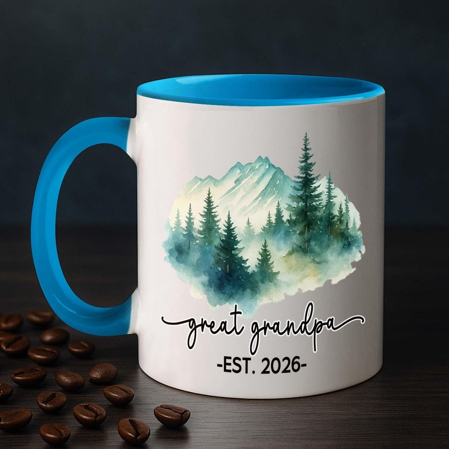 Promoted To Be Great Grandpa Coffee Mug 11Oz 15Oz, Personalized New Great Grandpa EST. 2026 Accent Ceramic Cup Gift For Pregnancy Reveal, Customized Nickname & Year Great-Grandfather White Coffee Cup
