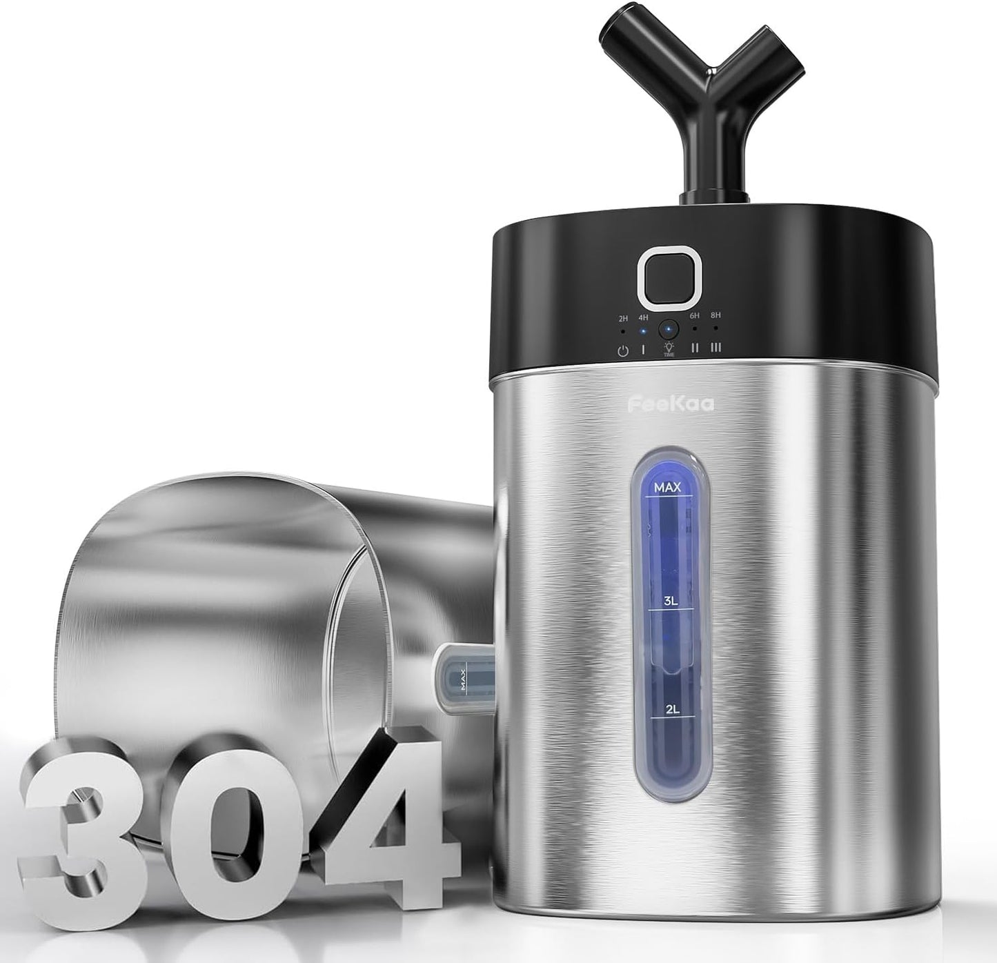 Feekaa Stainless Steel Humidifier Easy Clean, 1Gal/4L Cool Mist Humidifiers for Bedroom, Dishwasher Safe Humidifier Large Room, Humidifiers for Bedroom Baby Nursery Living Room Office, Black