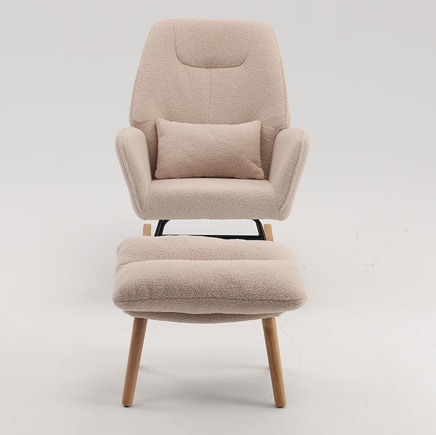 Boucle Accent Chair, Teddy Fabric Home Office Desk Chair No Wheels, Sherpa Furry Modern Dinging Chair, Living Room Bedroom Arm Chair, Girls Vanity Chair, Golden Finished, Light Camel