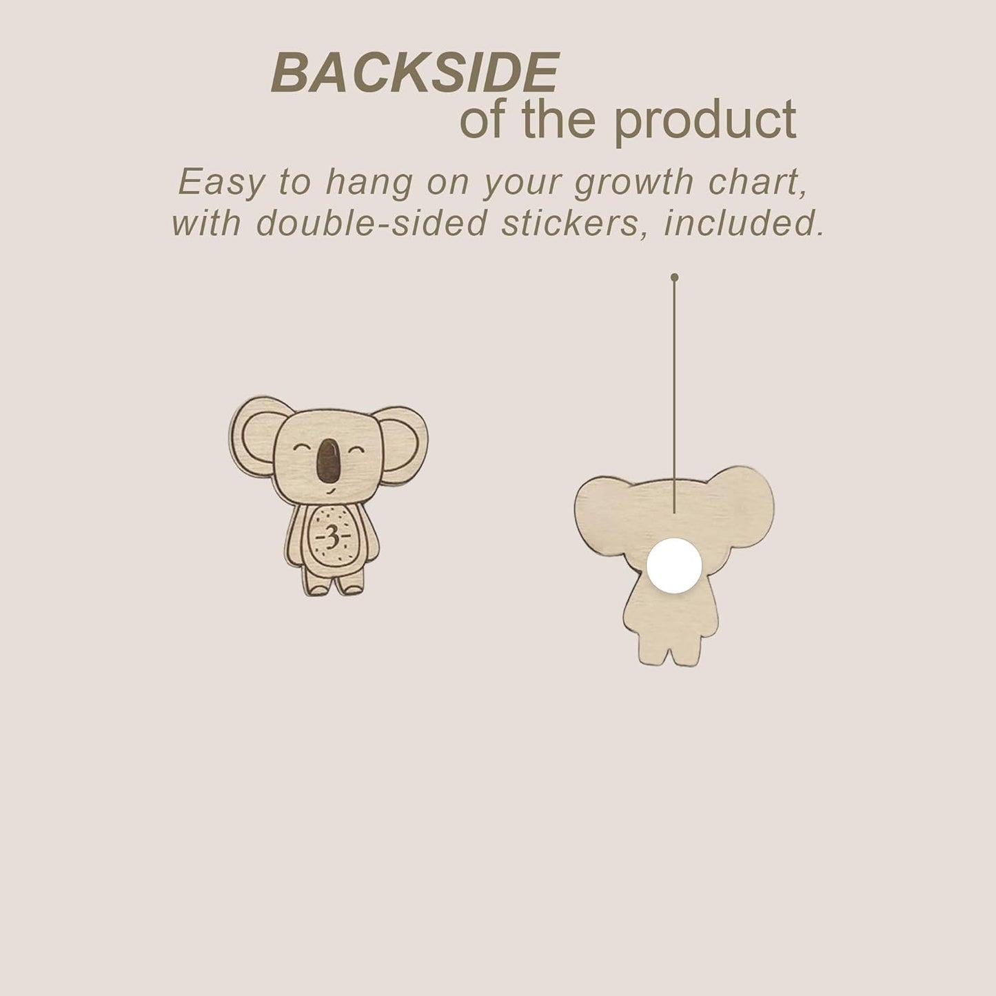 3D Wooden Growth Ruler Markers for Kids Height Measurement, Safari Shapes for Boys Nursery.