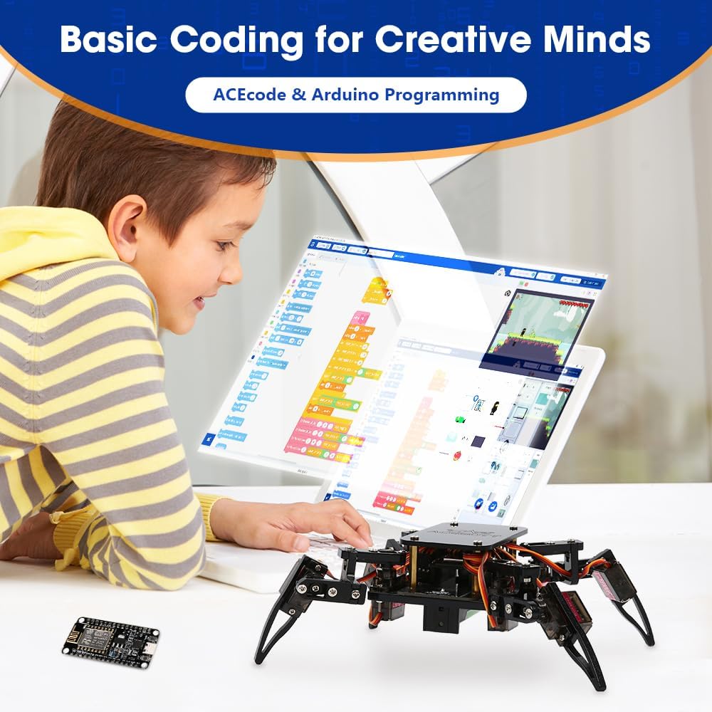 STEM Toys Programmable Bionic Spider Robot Kit, Science Kit for Kids Age 8-12, Teens DIY Robotics Building Toy, Walking Crawling, App Remote Control, Boys Gift Girls Adults Birthday