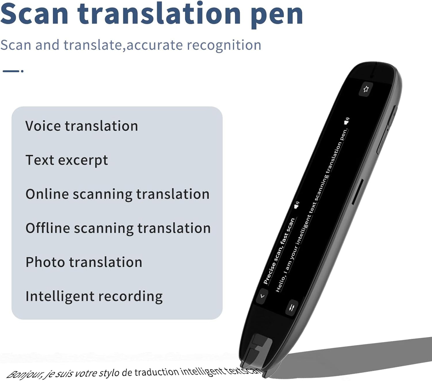 Language Translator Pen with OCR Scanning, Traductor Pen Supporting 142 Languages,Text to Speech Translation Pen,Reading Pen for Dyslexia with Text Extract, Ideal for Students and Adults