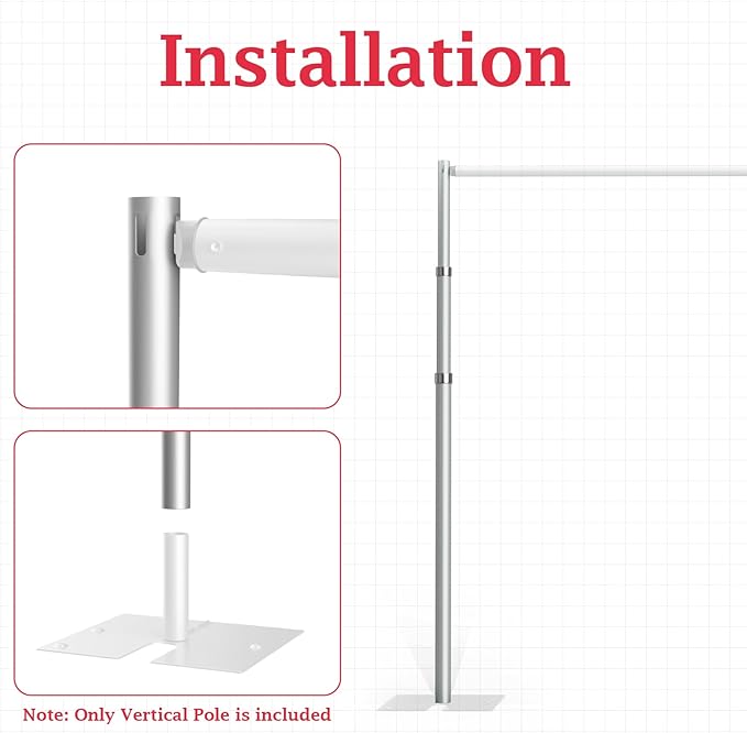 EMART 5.5ft-12ft Pipe and Drape Adjustable Upright for Backdrop Stand, Background & Curtain and Wedding Decor -1 Pack