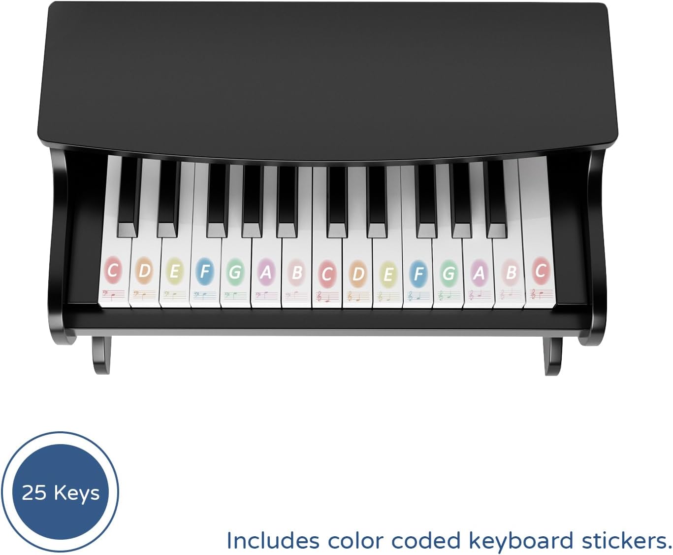 ZIPPY Kids Piano Keyboard, 25 Keys Digital Piano for Kids, Mini Music Educational Instrument Toy, Wood Toy for Toddlers Girls Boys (Black)