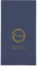 Weddingstar Personalized Printed Paper Napkins 3-Ply 40 Pack Dinner - Rectangular Fold Navy Blue