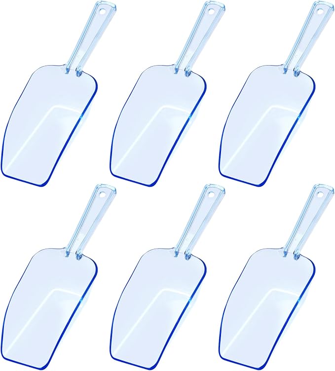 Ice Scoop Candy Buffet Containers Scoopers, Hmxpls Blue Plastic Scoop for Popcorn Cookie Candy Buckets, Podpocket Acrylic Large Scoops for Parties Wedding Bar Jars Freezer Dry Goods （6 Pack 7.5 In ）