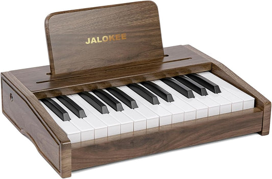 Kids Piano Keyboard, Digital Piano for Kids, Music Educational Instrument Toy, Wood Toy for 3+ Girls and Boys (Walnut, 25 Keys)