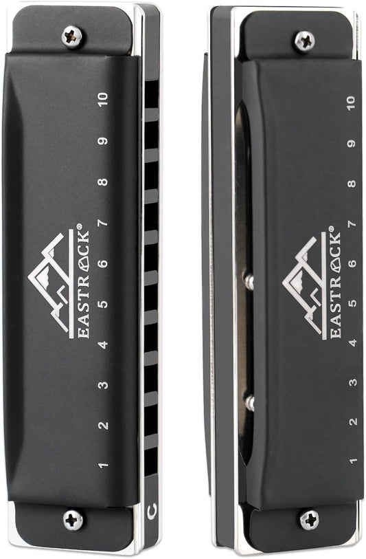 EastRock Harmonica For Adult, Blues Harmonica Mouth Organ 10 Hole C Key with Case, Professional Diatonic Harmonica for Beginner, Students, Adult, Friends, Gifts (Upgraded)
