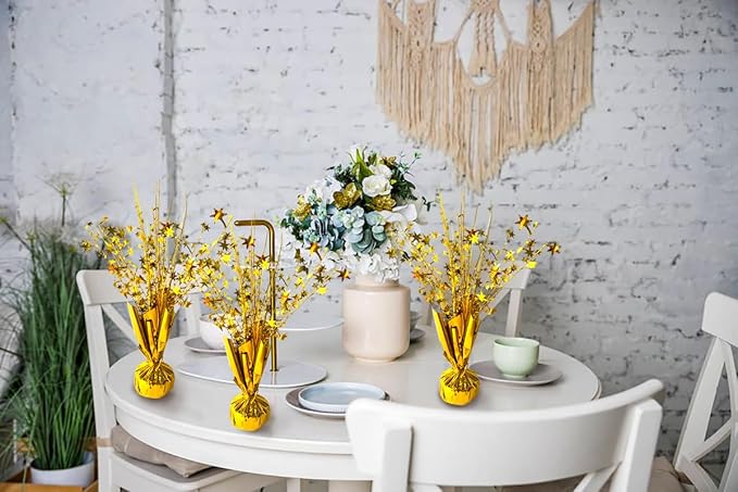 12 Pack Metallic Foil Spray Centerpiece Star Table Decoration Burst Table Centerpieces for Birthday Wedding Anniversary Graduation Holiday Party Supplies Decor, Gold
