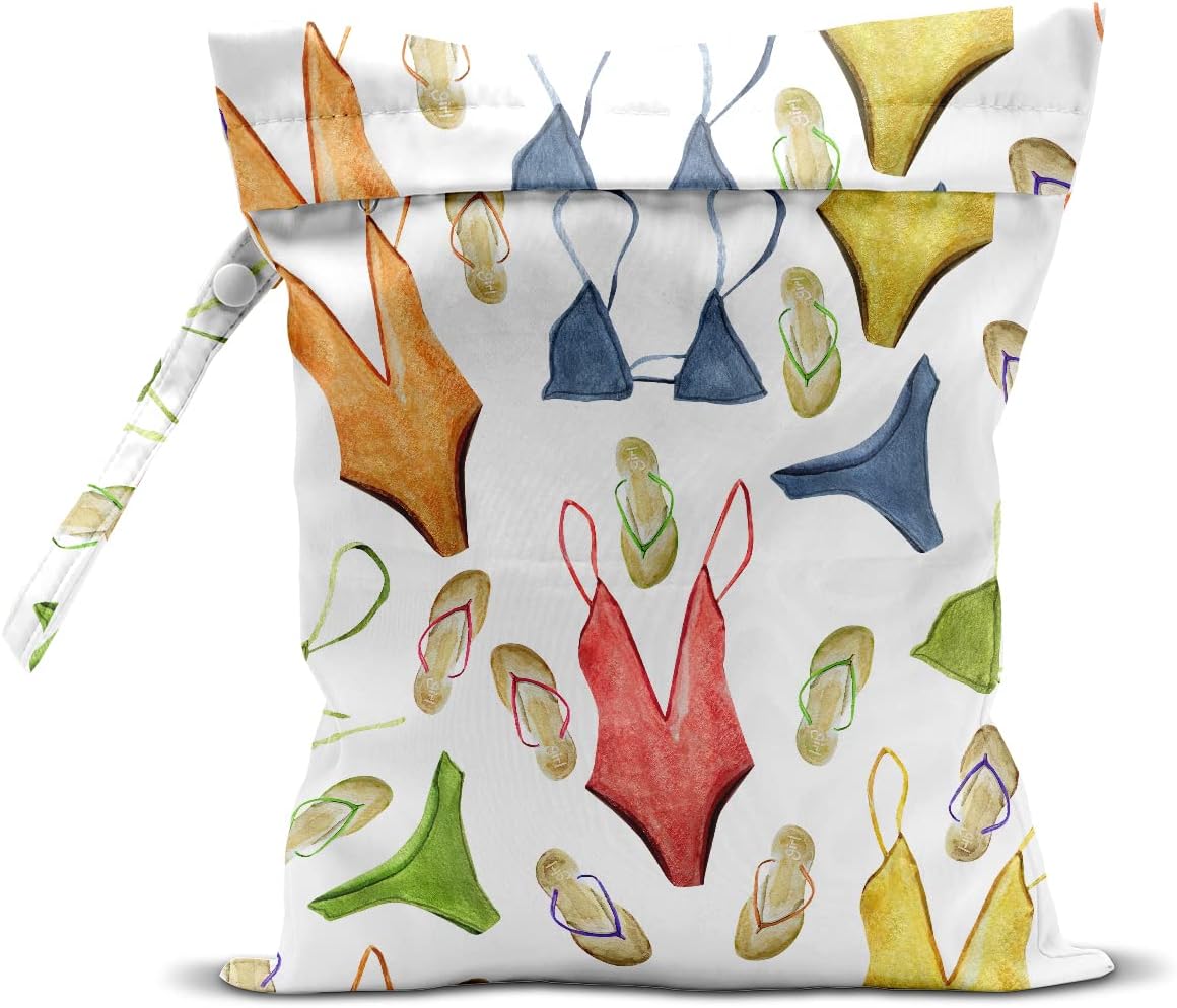 Wet Bag, Wet Dry Bag, Wet Bag for Swimsuit, Travel, Beach, Pool, Diapers, Dirty Yoga Gym Clothes, Makeup Bag, Waterproof Reusable Beach Bag Ocean Decor Starfish Sea Horse Anchor