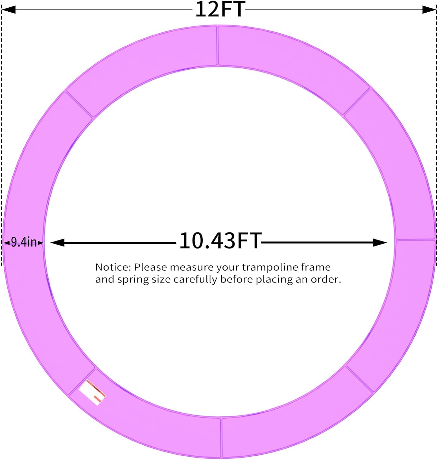 16FT/15FT/14FT/12FT/10FT Trampoline Safety Pad Replacement, Round Trampoline Spring Protection Cover, Fits 16FT/15FT/14FT/12FT/10FT Frames, Water-Resistant Trampoline Accessories