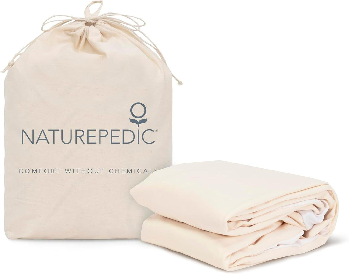 Naturepedic Organic Waterproof Mattress Protector Pad - Washable & Reusable Fitted Stretch Knit Mattress Cover - Highly Absorbent Bed Incontinence Pads - Breathable Fitted Cover for Twin 9"-16"