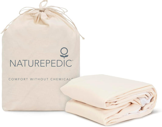 Naturepedic Organic Waterproof Mattress Protector Pad - Washable & Reusable Fitted Stretch Knit Mattress Cover - Highly Absorbent Bed Incontinence Pads - Breathable Cotton Protector for Queen, 9"-16"