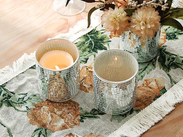 WDHODEC 6 Pcs Disco Vases Bulk Silver Mirror Disco Ball Flower Vase Glass Candle Holder for Wedding Table Centerpieces Decoration 4"