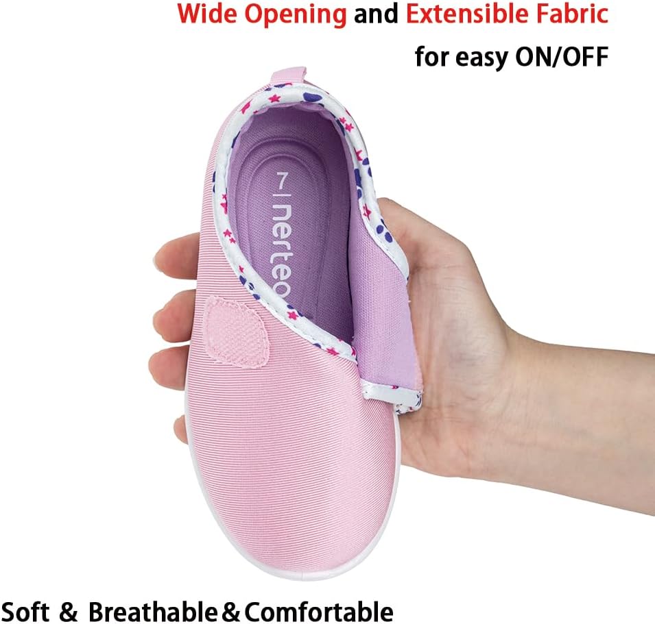 nerteo Toddler Girl Shoes Lightweight Slip On Sneakers for Kids