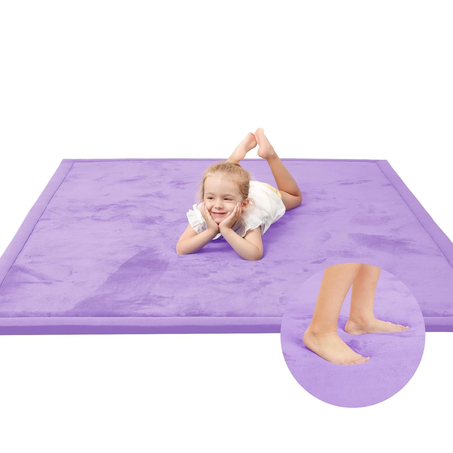 Baby Play Mat for Floor,1.3" Thick Memory Foam Tummy Time Mat for Toddlers,Infants,Kids,Water-Repellent Soft Nursery Rug,Extra Large Non Slip for Crawling&Yoga,Tatami Style for Living Room(Lavender)