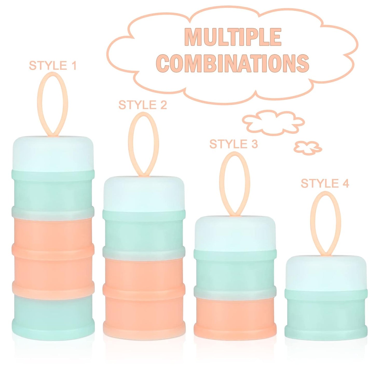 Accmor Baby Formula Dispenser On The Go, Stackable Formula Dispenser for Travel Formula Container to Go, Non-Spill Milk Powder Baby Kids Snack Storage Container, BPA Free
