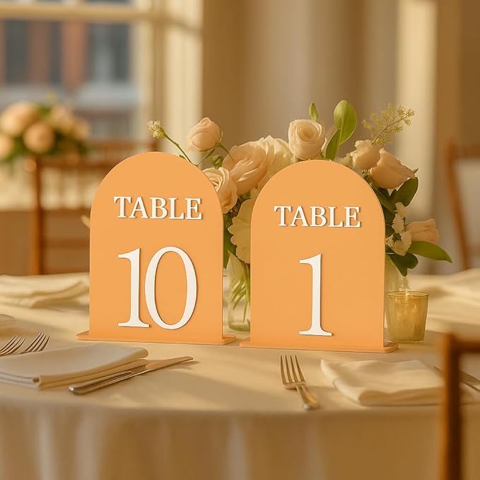 Arch Wedding Table Numbers 1-10 with Stands, 5" X 7" Double Sided Acrylic Wedding Sign Holders, Durable Non-Fading Table Number for Wedding Reception, Events, and Centerpieces