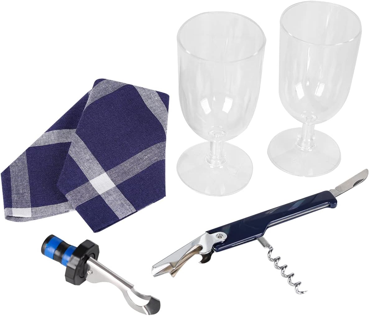 ALLCAMP Wine Bag - Insulated Cooler Bag with Wine Glasses, Bottle Opener & Wine Accessories for Wine Lovers - Portable Wine Gift Bag for Travel, Picnics, and Gift Ideas(Blue)